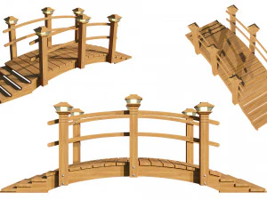 jembatan taman kayu Model 3D