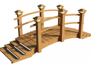 wooden garden bridge 3D-Modell
