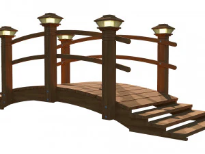 wooden garden bridge 3D Model