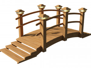 wooden garden bridge 3D-Modell