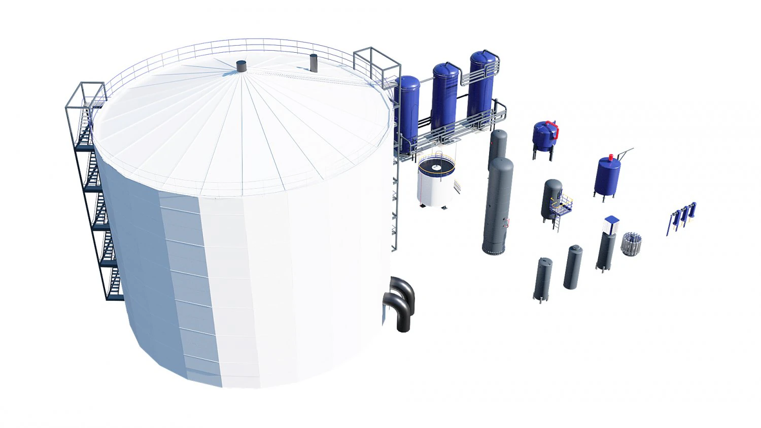 oil refinery asset pack 3D Model .c4d .max .obj .3ds .fbx .stl .blend