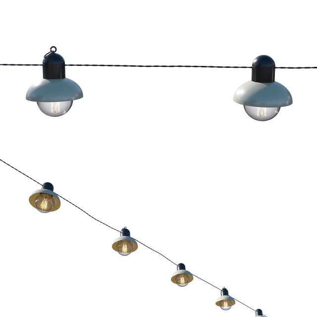 string lights edison lamps 3D Model .c4d .max .obj .3ds .fbx .stl .blend 