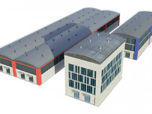 paket model bangunan industri Model 3D