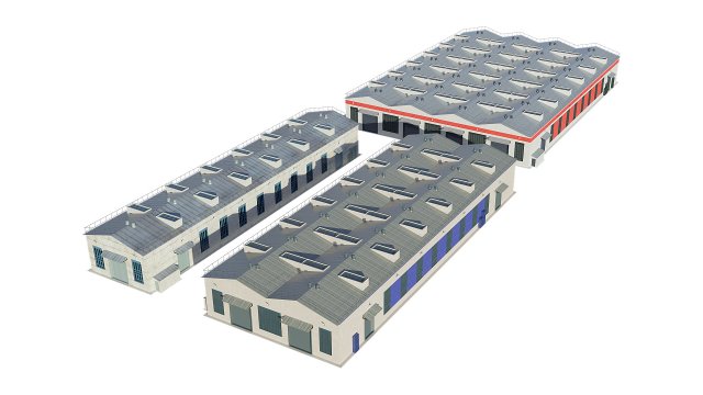 industrial buildings model pack 3D Model .c4d .max .obj .3ds .fbx .stl .blend 