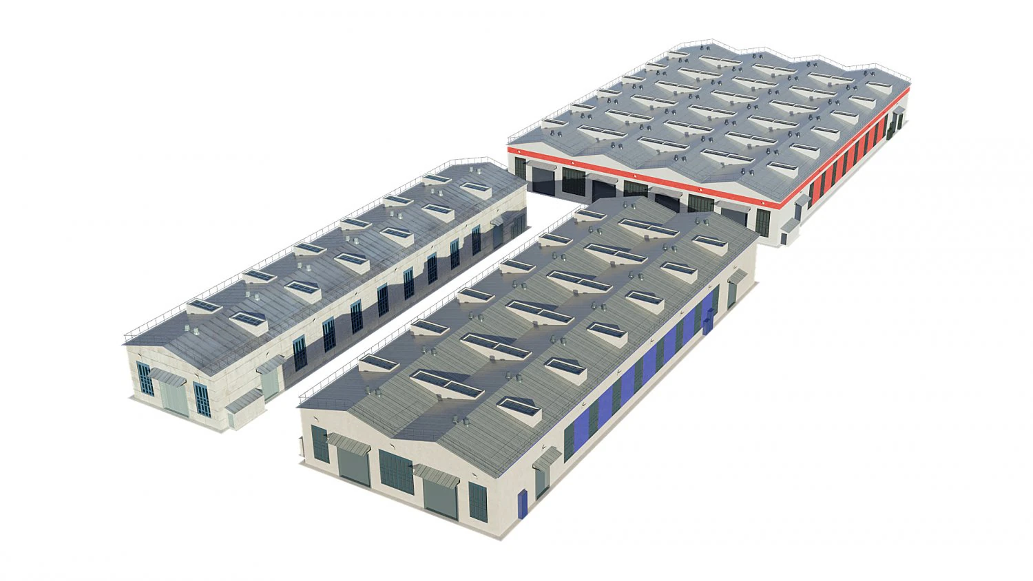 industrial buildings model pack 3D Model .c4d .max .obj .3ds .fbx .stl .blend