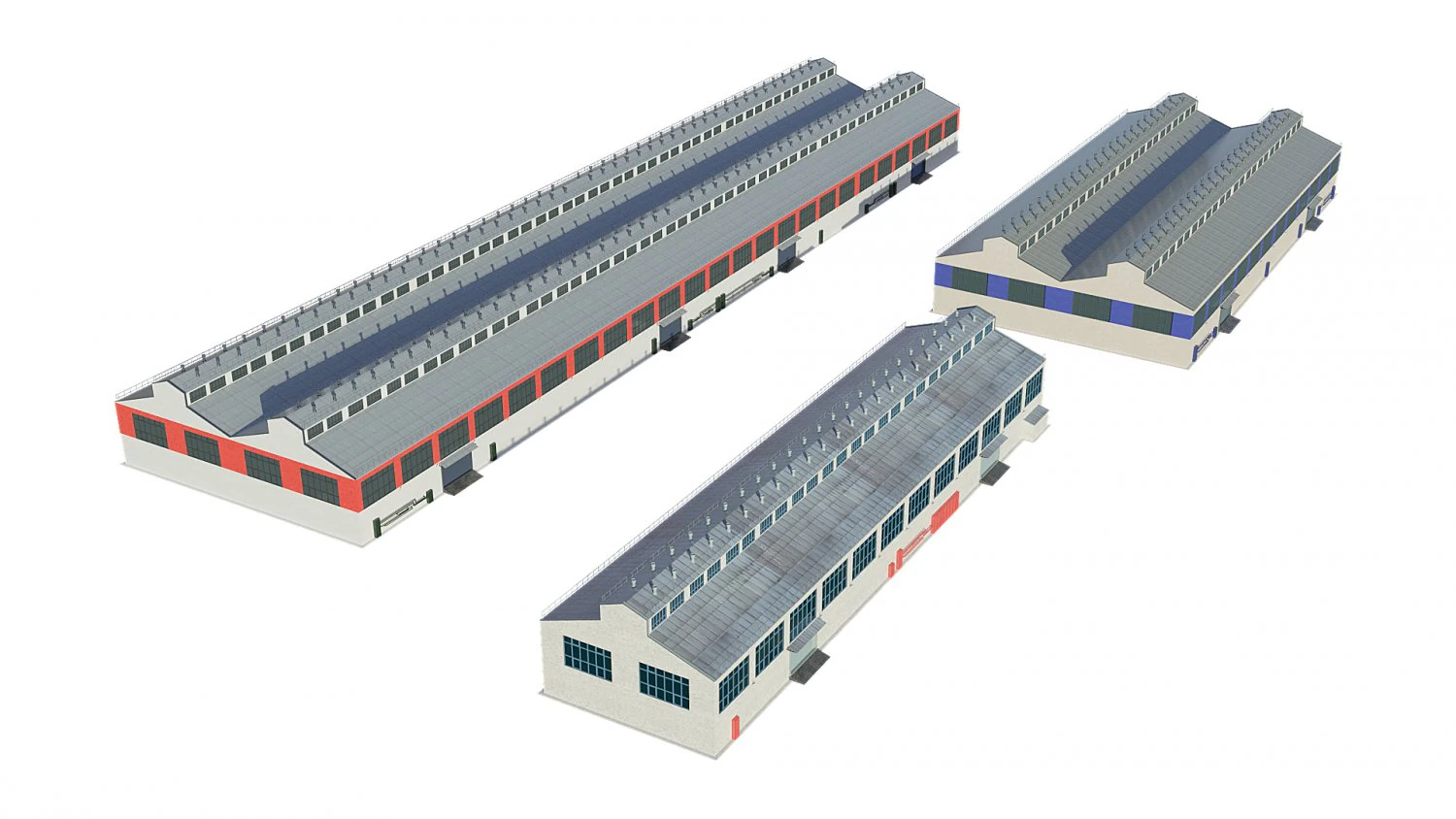 industrial buildings model pack 3D Model .c4d .max .obj .3ds .fbx .stl .blend 