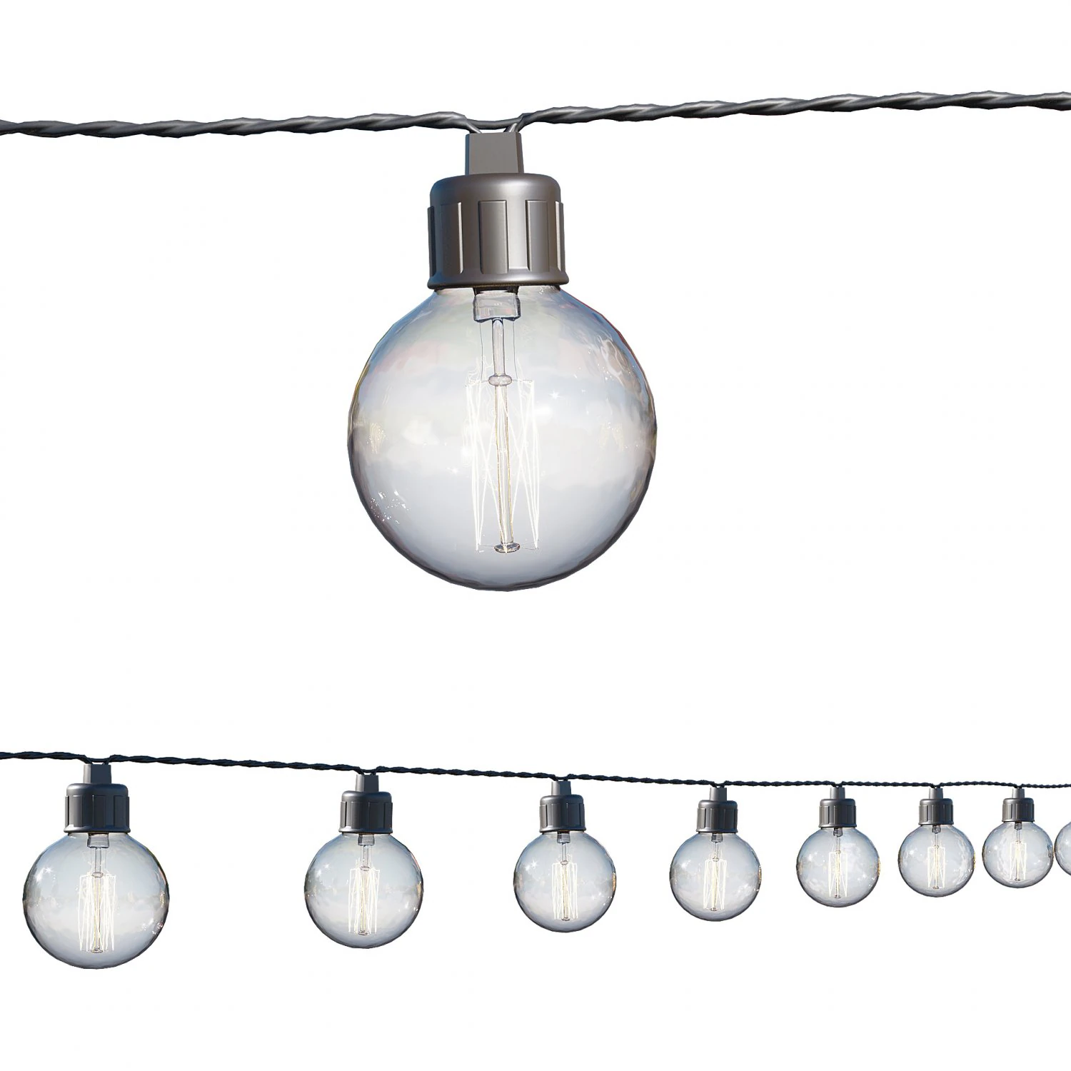 string lights edison lamps 3D Model .c4d .max .obj .3ds .fbx .stl .blend 