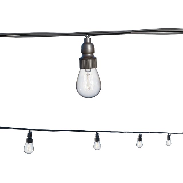 string lights edison lamps 3D Model .c4d .max .obj .3ds .fbx .stl .blend 