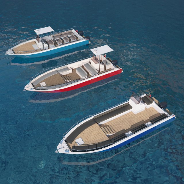 motorboats lowpoly asset pack 3D 모델 .c4d .max .obj .3ds .fbx .stl .blend 