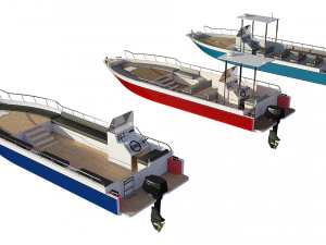 motorboats lowpoly asset pack 3D Model