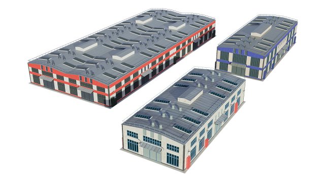 industrial buildings model pack Modelo 3D .c4d .max .obj .3ds .fbx .stl .blend 