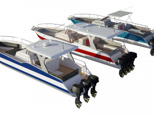 motorboats lowpoly asset pack 3D Model