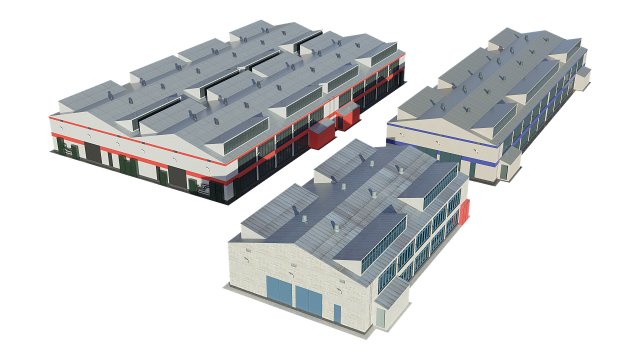 industrial buildings model pack Modelo 3D .c4d .max .obj .3ds .fbx .stl .blend 