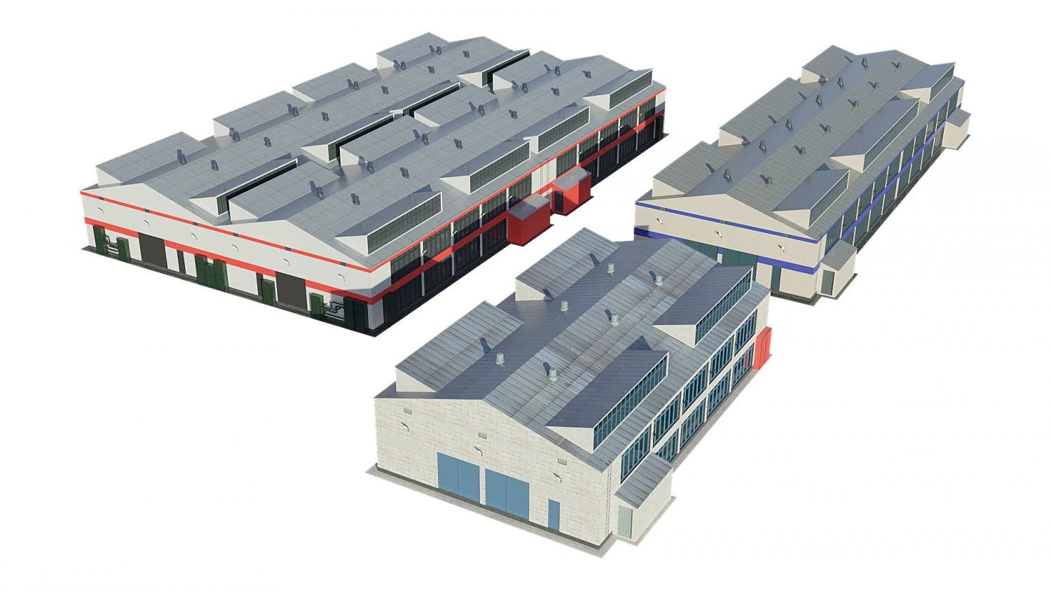 industrial buildings model pack 3D Model .c4d .max .obj .3ds .fbx .stl .blend