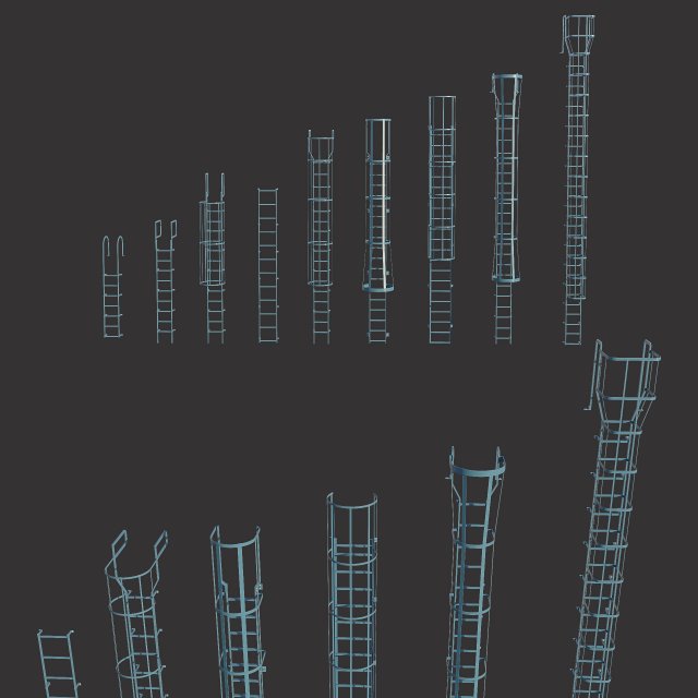 ladders metal model pack Modèle 3D .c4d .max .obj .3ds .fbx .stl .blend 