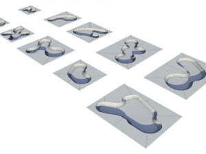 skate park concrete bowls pack Model 3D