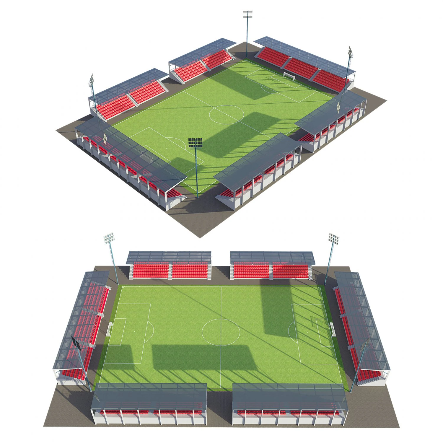 soccer football field 3D Model .c4d .max .obj .3ds .fbx .stl .blend