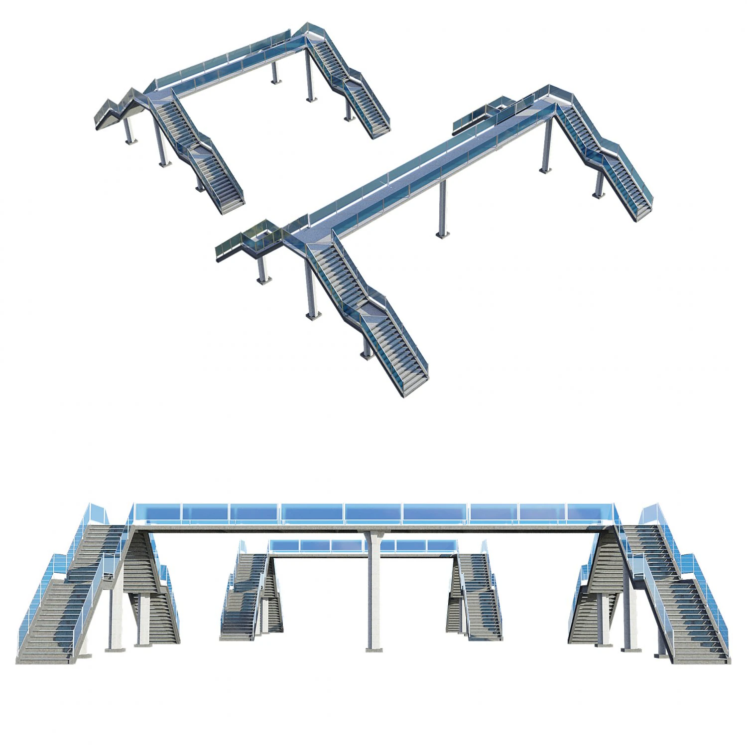 pedestrian bridge 3D Model .c4d .max .obj .3ds .fbx .stl .blend 