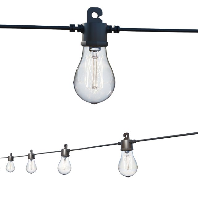 string lights edison lamps 3D Model .c4d .max .obj .3ds .fbx .stl .blend 