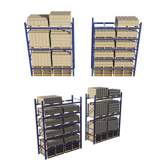 warehouse racking 3D-Modell .c4d .max .obj .3ds .fbx .stl .blend 