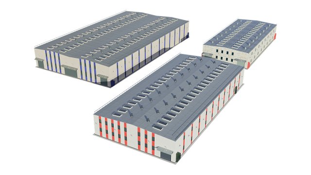 industrial buildings model pack 3D Model .c4d .max .obj .3ds .fbx .stl .blend 