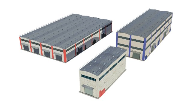 industrial buildings model pack 3D Model .c4d .max .obj .3ds .fbx .stl .blend 