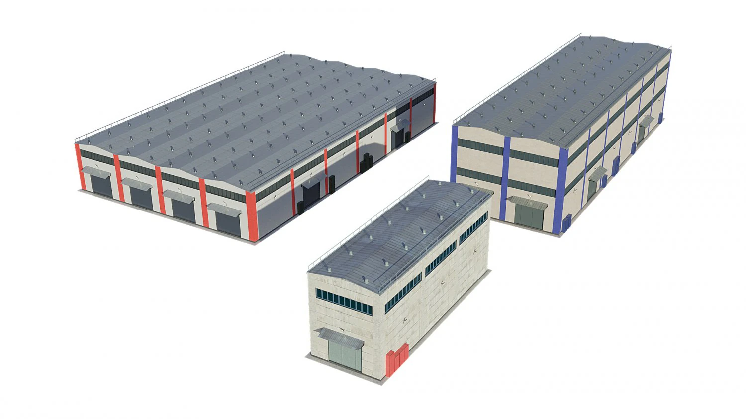 industrial buildings model pack 3D Model .c4d .max .obj .3ds .fbx .stl .blend 