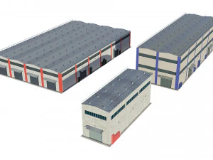 pacote de modelos de edif&iacute;cios industriais Modelo 3D