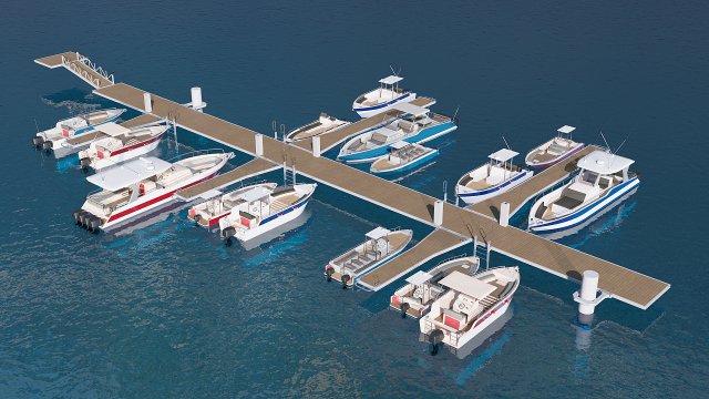 marina for boats 3D मॉडल .c4d .max .obj .3ds .fbx .stl .blend 