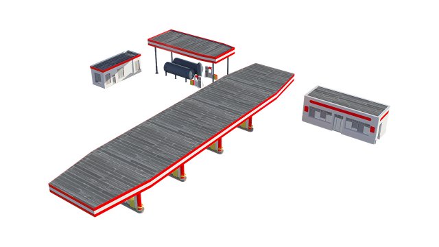gas station 3D Model .c4d .max .obj .3ds .fbx .stl .blend 