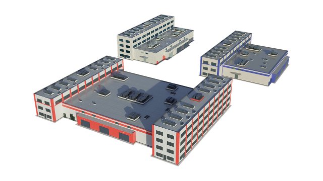 industrial buildings model pack 3D मॉडल .c4d .max .obj .3ds .fbx .stl .blend 