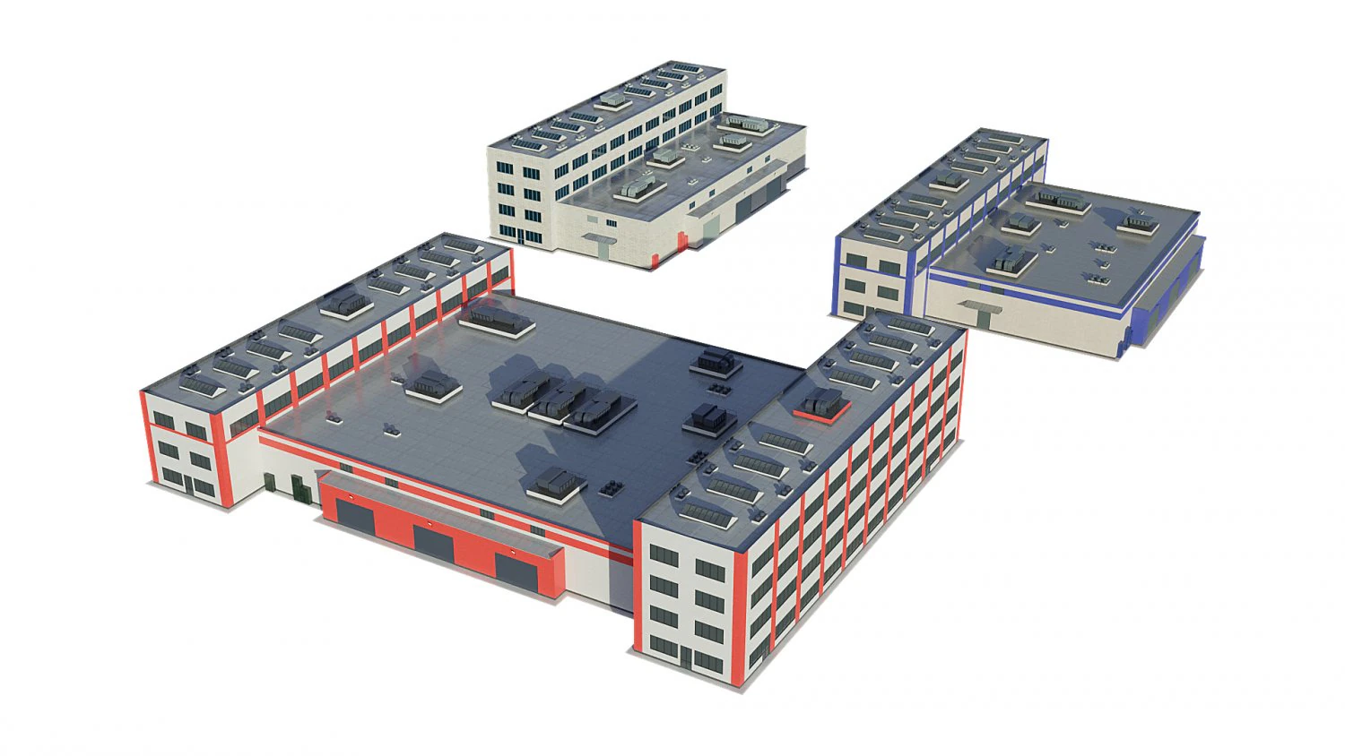 industrial buildings model pack 3D Model .c4d .max .obj .3ds .fbx .stl .blend