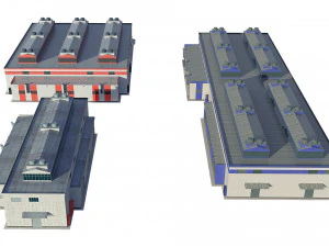 industrial buildings model pack 3D Model