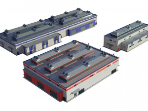 industrial buildings model pack 3D Model