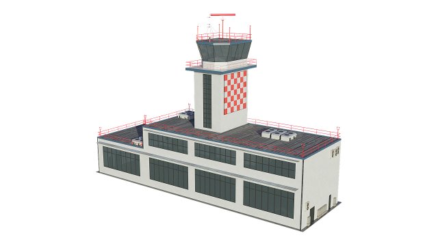 airport control tower 3D 模型 .c4d .max .obj .3ds .fbx .stl .blend 