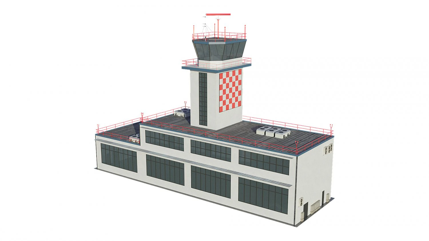 torre de controle do aeroporto Modelo 3D .c4d .max .obj .3ds .fbx .stl .blend 