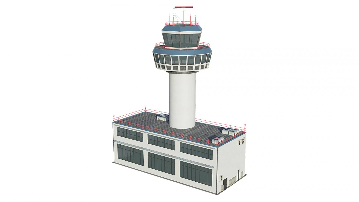 airport control tower 3D Model .c4d .max .obj .3ds .fbx .stl .blend 