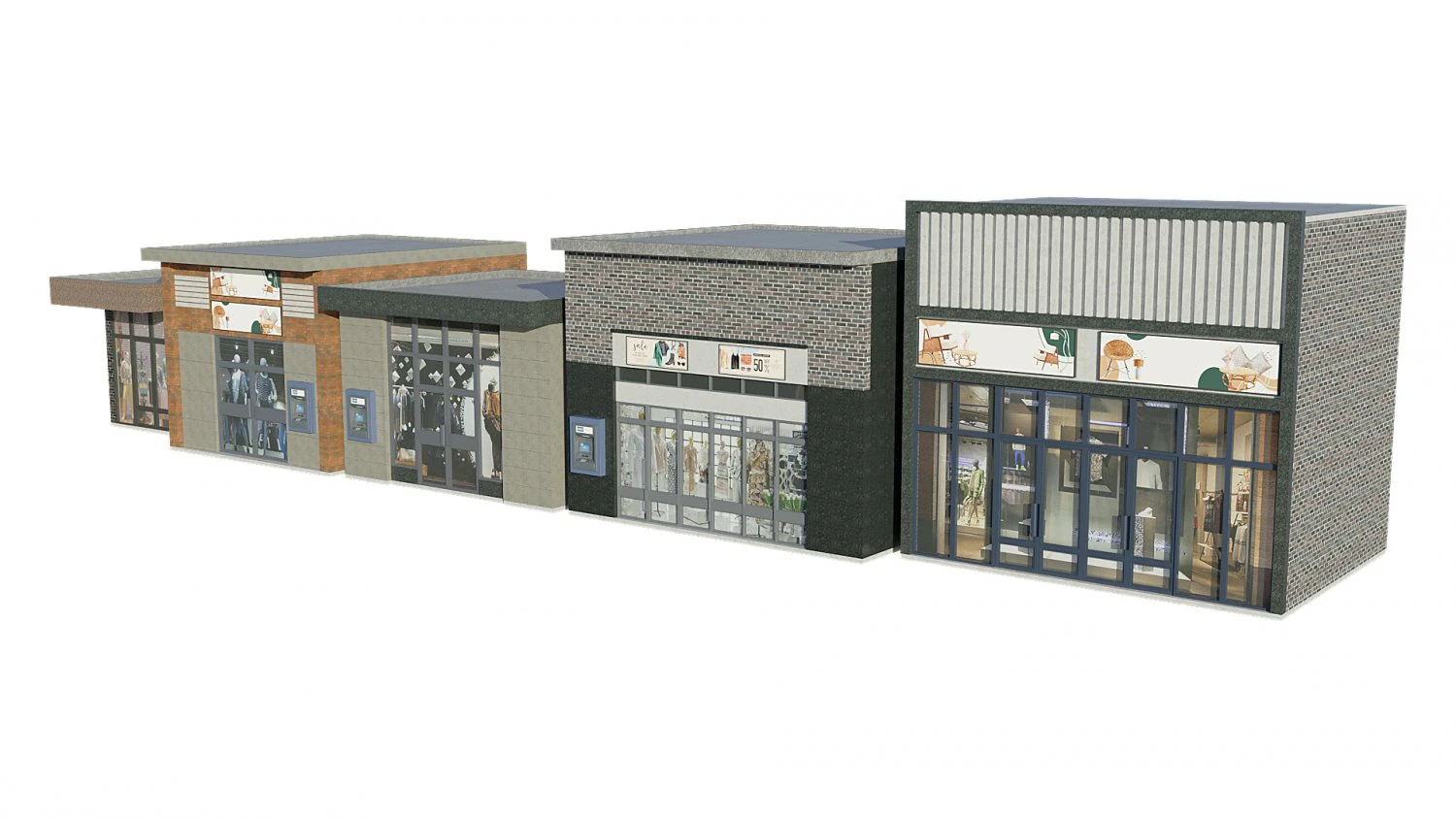 commercial storefront shopfront shop retail city 3D Model .c4d .max .obj .3ds .fbx .stl .blend 