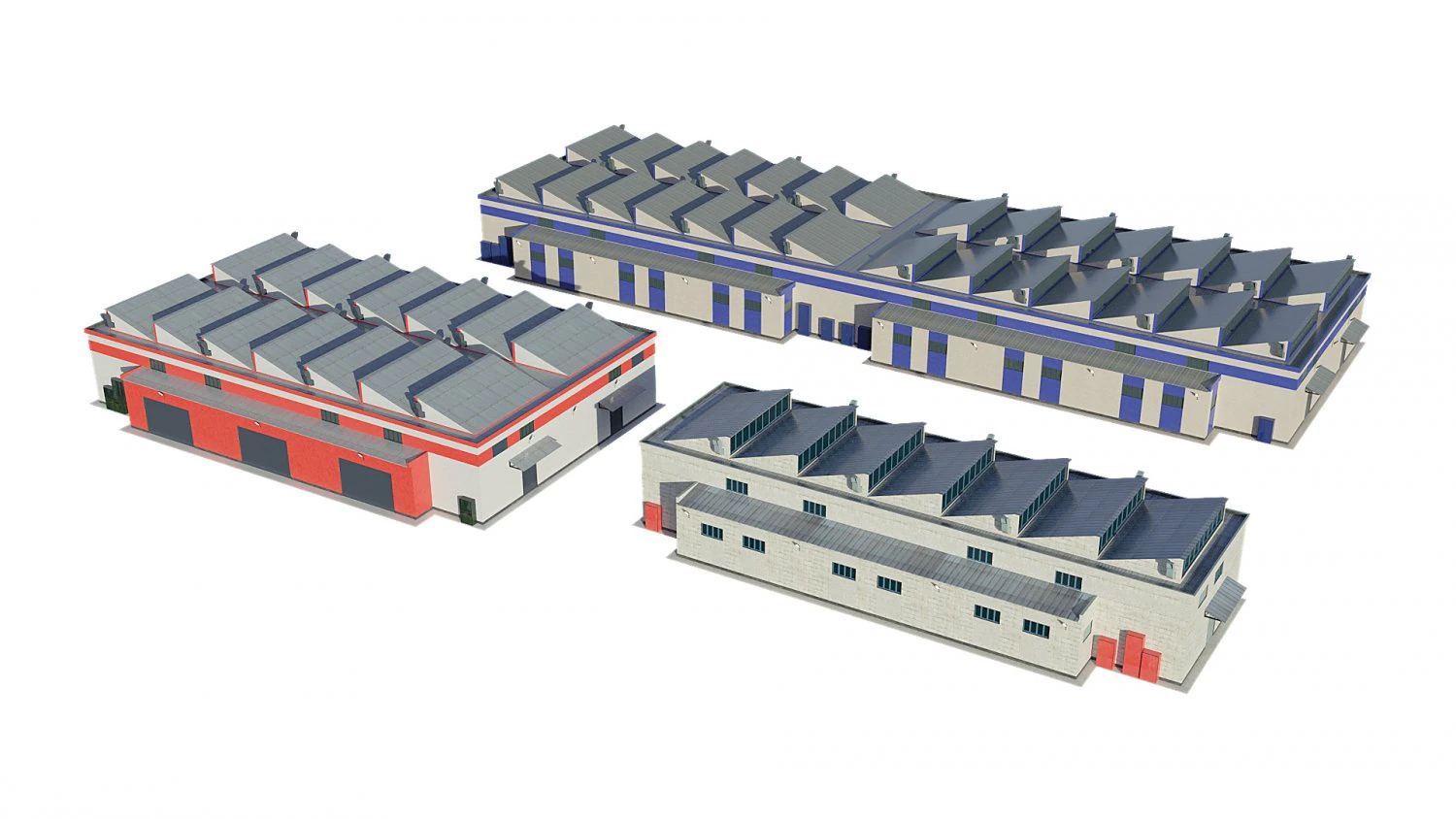 industrial buildings model pack 3D Model .c4d .max .obj .3ds .fbx .stl .blend 