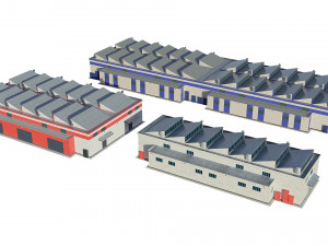 industrial buildings model pack 3D Model