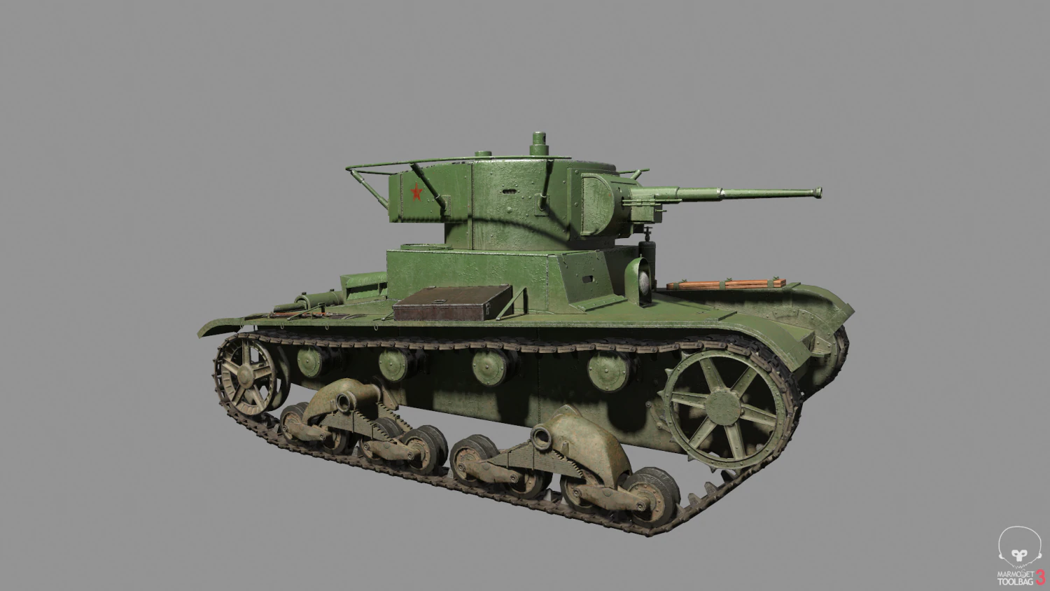 tank t-26 lowpoly soviet union 3D Model .c4d .max .obj .3ds .fbx .stl .blend 