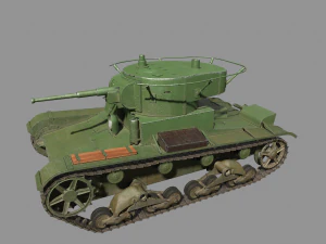 tank t-26 lowpoly soviet union 3D Model