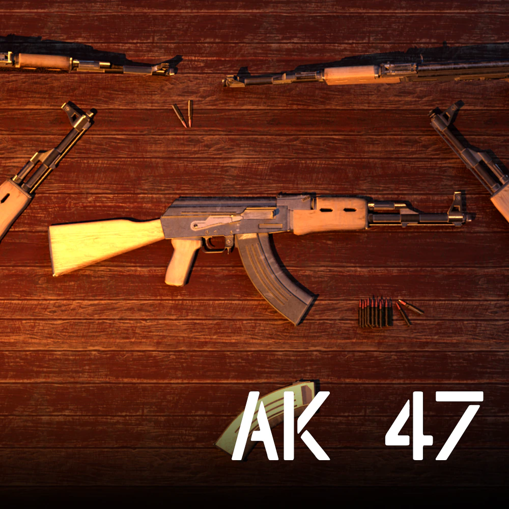 Ak-47 3D Model .c4d .max .obj .3ds .fbx .stl .blend 