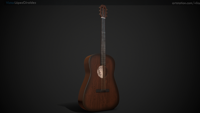 acoustic guitar 3D 模型 .c4d .max .obj .3ds .fbx .stl .blend 
