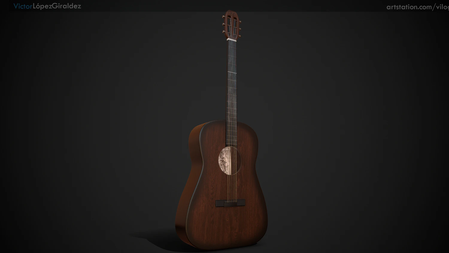 acoustic guitar 3D Model .c4d .max .obj .3ds .fbx .stl .blend