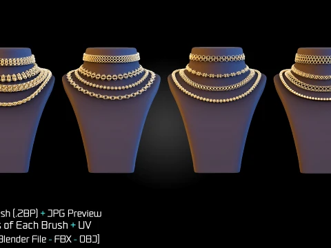 101 IMM Chain Curve Brushes For ZBrush - Vol01 3D Model