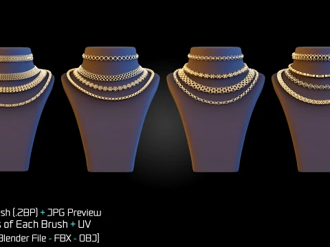 101 IMM Chain Curve Brushes For ZBrush - Vol01 3D Model