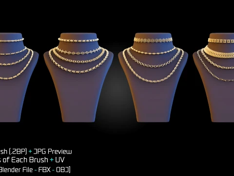 101 IMM Chain Curve Brushes For ZBrush - Vol01 3D Model