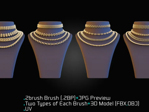 101 IMM Chain Curve Brushes for ZBrush-Vol-1 3D Model