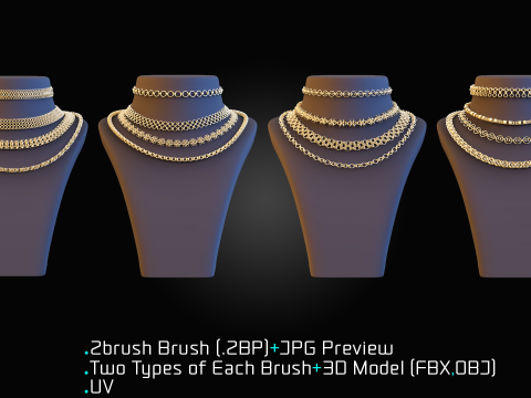 101 IMM Chain Curve Brushes for ZBrush-Vol-1 Modello 3D